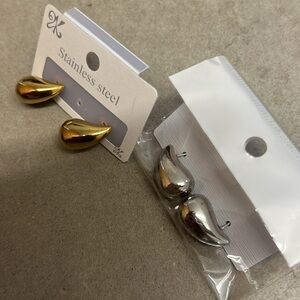 NEW SMALL Set Gold and Silver Drop Earrings (bottega inspired)